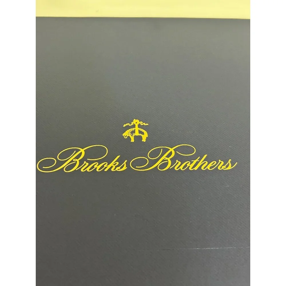 Brooks Brothers Navy Blue Large Gift Box Tissue Paper Logo Sticker Elastic Cords